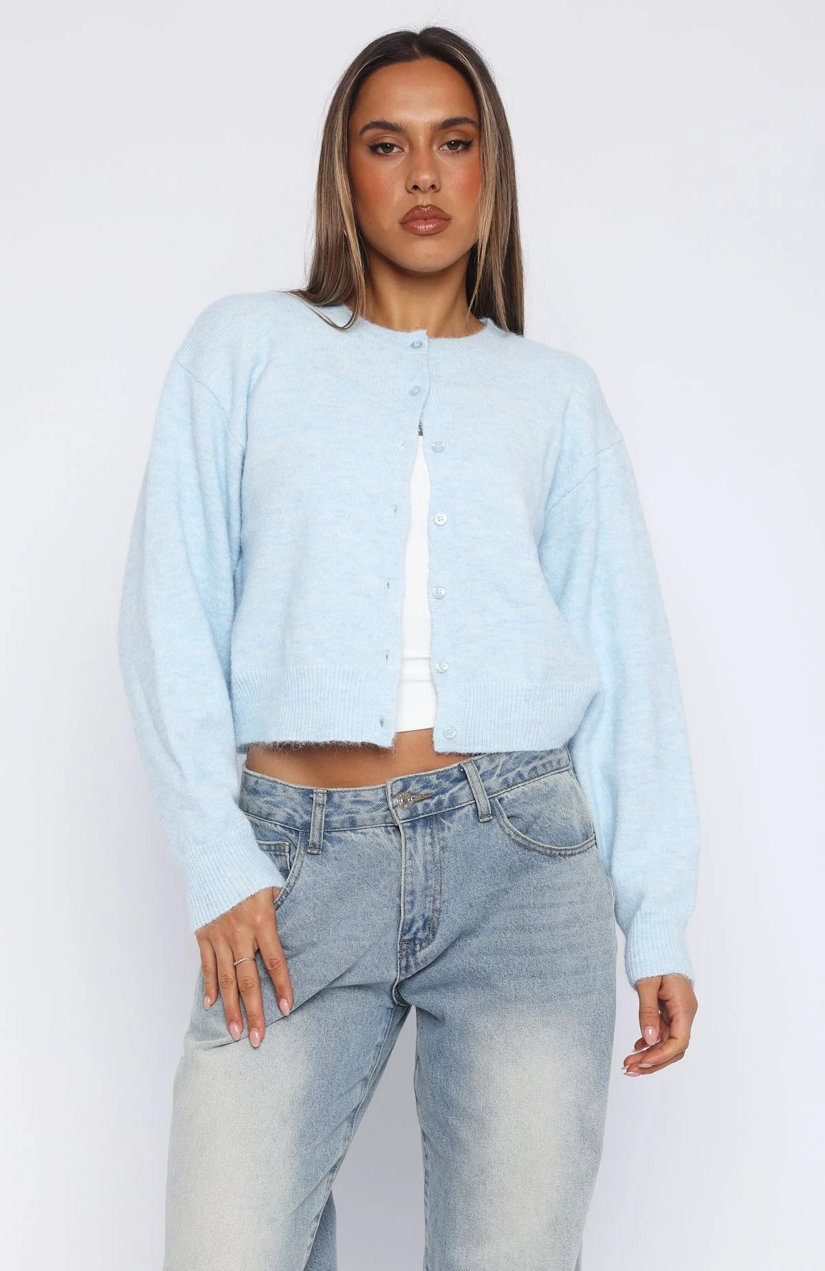 Warm Whispers Knit Cardigan Baby Blue - Image 2