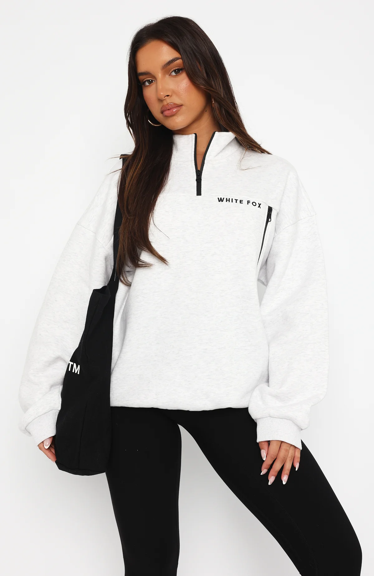 Where Did You Go Zip Front Sweater Grey Marle - Image 2