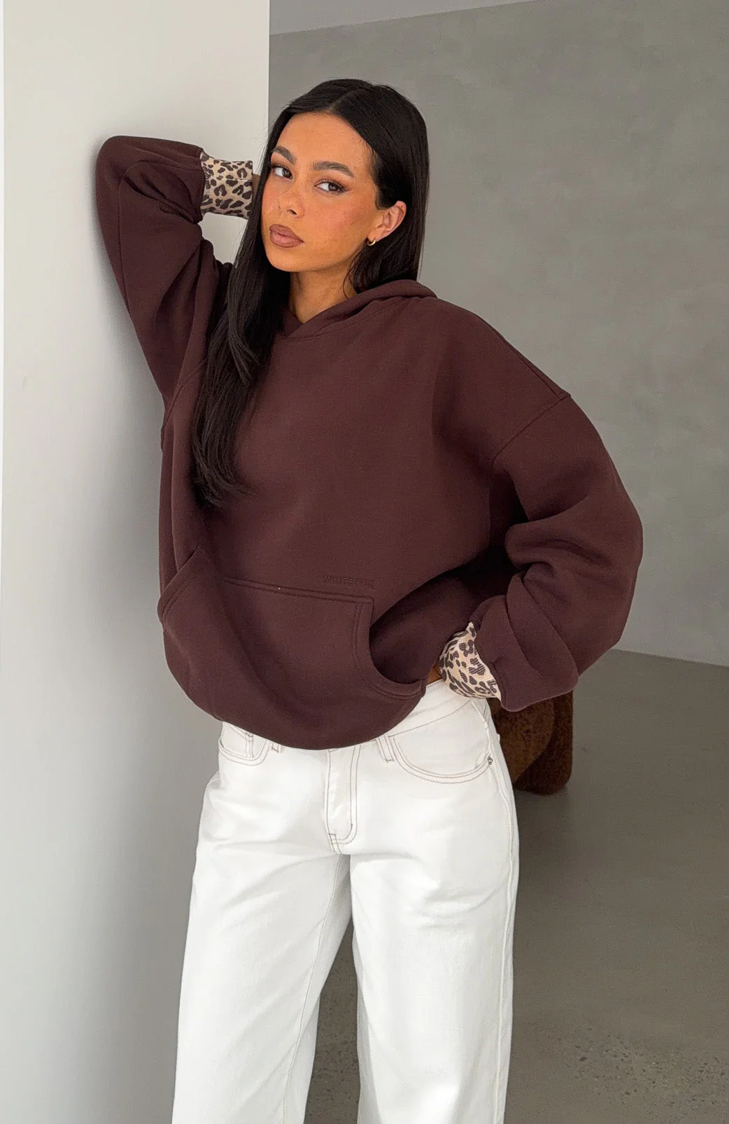 Wild Thing Leopard Oversized Hoodie Chocolate - Image 2