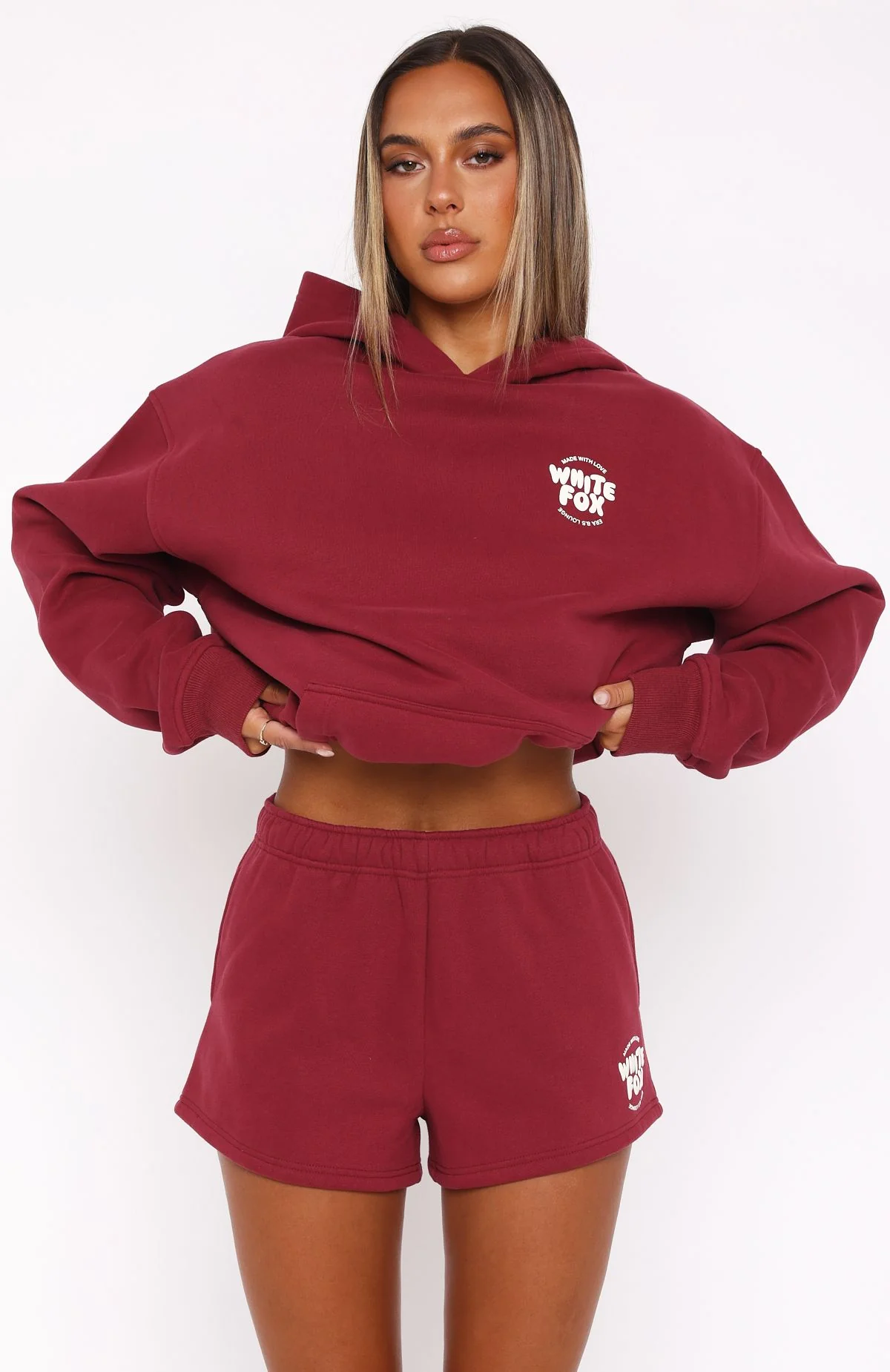With Love For You Lounge Shorts Burgundy - Image 2