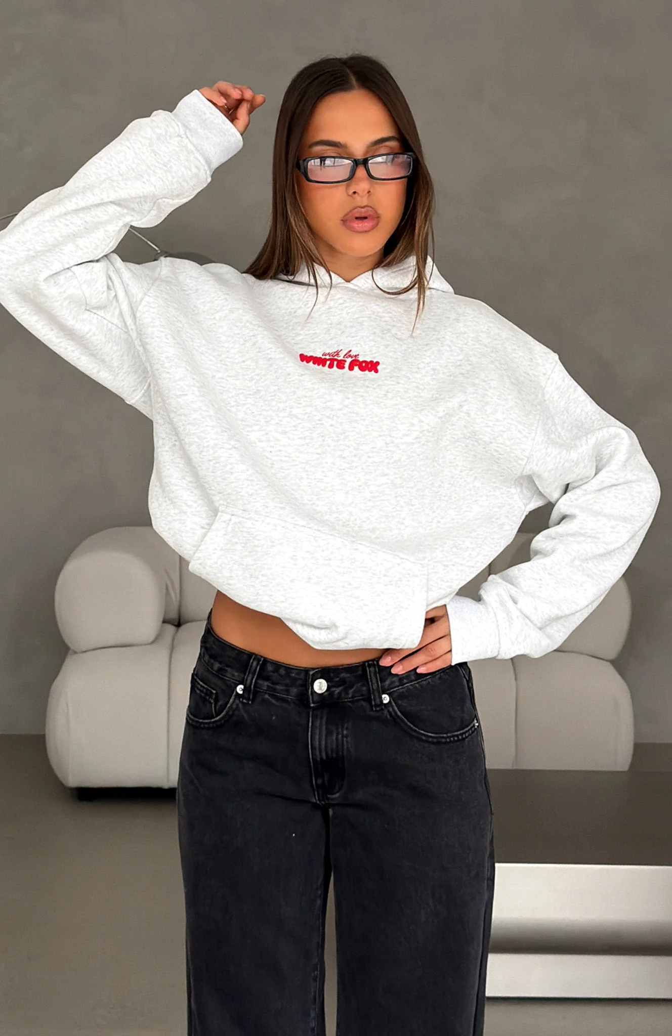 With Love In The Moment Oversized Hoodie Grey Marle - Image 6